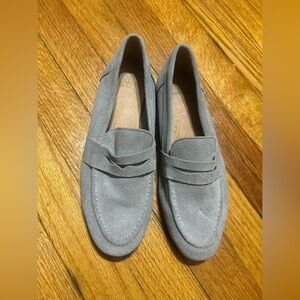 Varese Suede grey leather penny loafers women’s size 6 1/2